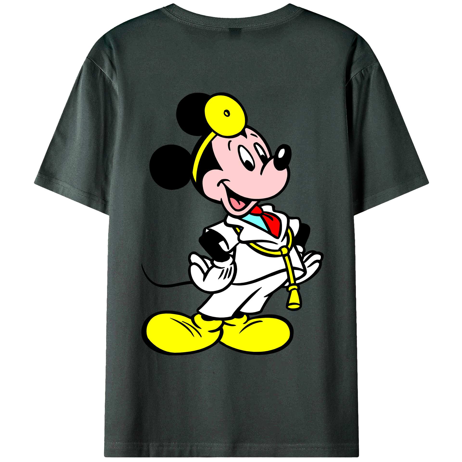 ミッキーマウス Mickey Mouse 綿100％ メンズ半袖Tシャツ（バックプリント） 通気性